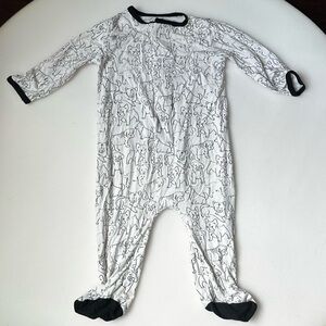 Magnetic Me Modal Black and White Dog Modal Sleeper Footie Onesie 3-6M